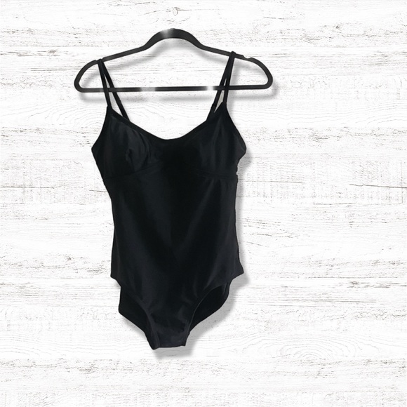 Merona NEW one piece black swim suit size medium - Picture 1 of 10
